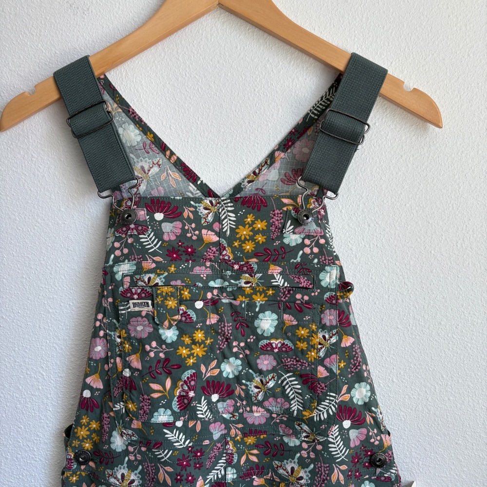 Duluth Trading Co Womens Heirloom Gardening Bib Overalls Floral Grey XS x 31 NWT - Picture 3 of 6